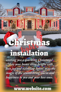 Brown Joyful Christmas Lights Installation Poster Pinterest Graphic template