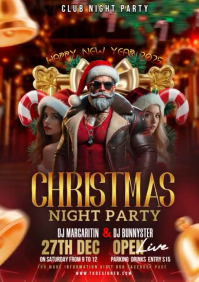 Brown Joyful Christmas Night Party A3 template
