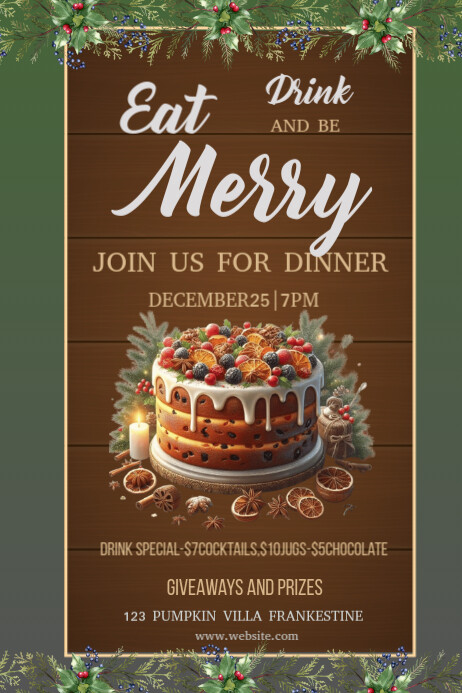 Brown Joyful Christmas Poster Template | PosterMyWall