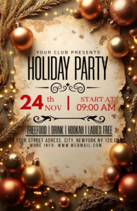 棕色 Holiday Party แทบลอยด์ Template