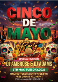 Brown Joyful Cinco de Mayo Party A6 template