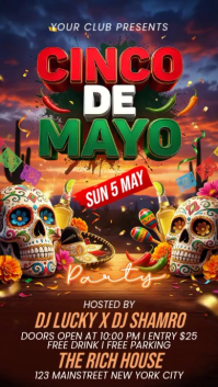Brown Joyful Cinco de Mayo Party Instagram Story Video template