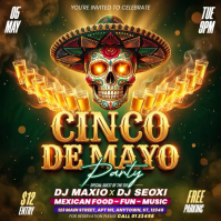 Brown Joyful Cinco de Mayo Party Square Video 方形(1:1) template