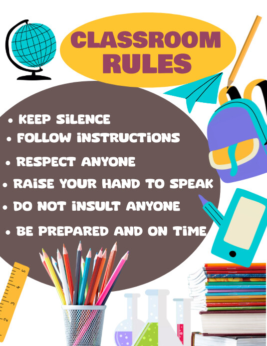 Brown Joyful Classroom Rules Design Template | PosterMyWall