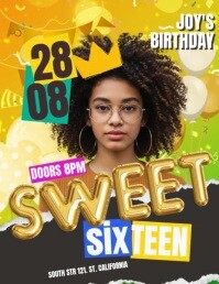 Brown Sweet Sixteen Birthday Party Volante Template