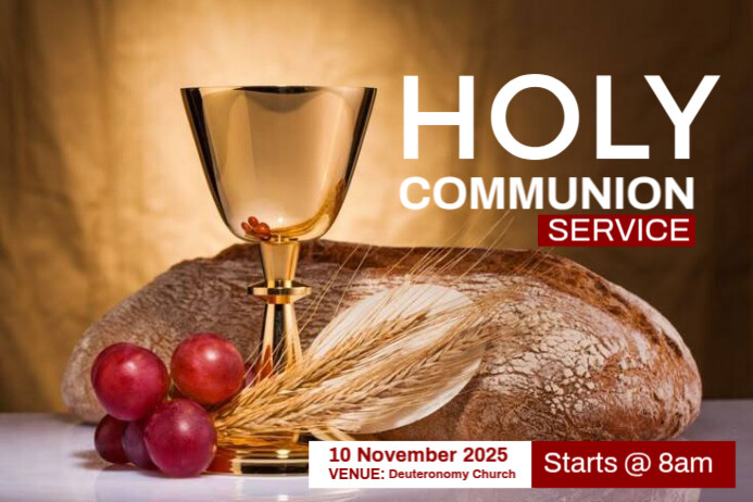 Copy of Brown Joyful Communion Sunday Service Template Poster ...