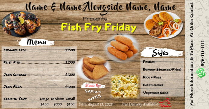 Brown Joyful Cookout Ticket Facebook Gedeelde Prent template