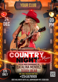 Brown Joyful Country Music Night Live  A3 template