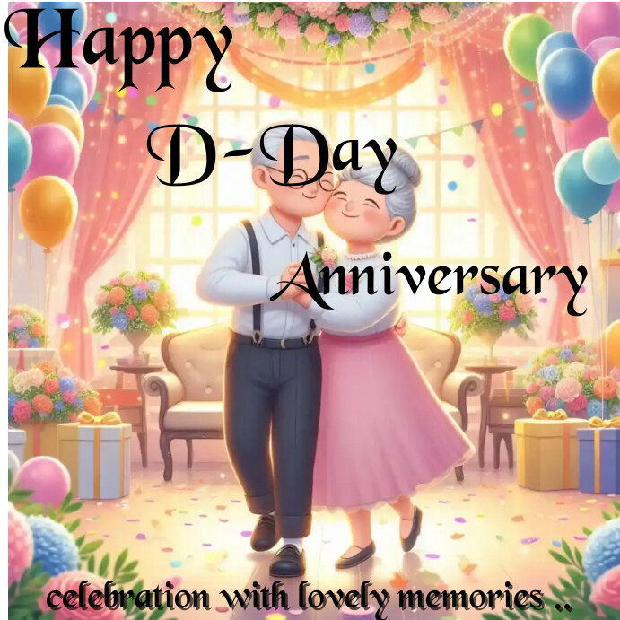 Brown Joyful D-day Anniversary  Instagram Pos template