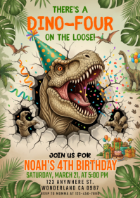 Castanho Dinosaur Birthday Party A4 Template