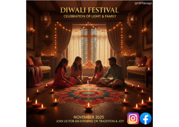 Brown Joyful Diwali Postcard Template | PosterMyWall