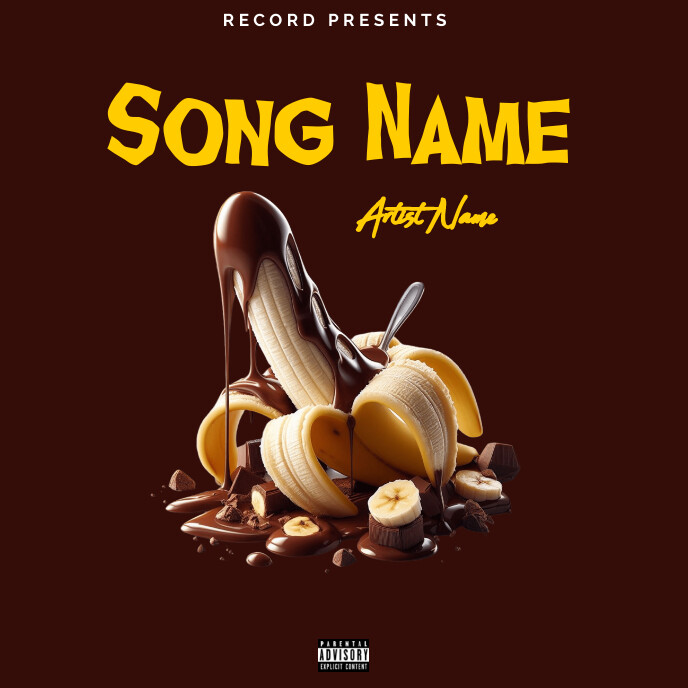 Brown Joyful Dripping Banana Album Cover Template | PosterMyWall