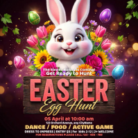 Brown Joyful Easter Egg Hunt Square Video template