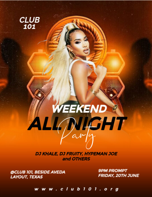Brown Joyful Editable Weekend Friday Saturday Party Flyer (us Letter ...
