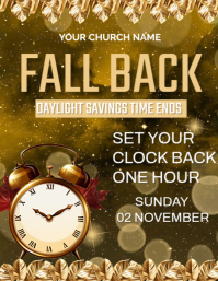 Brown Joyful Fall Back Clock Flyer (us Letter) template