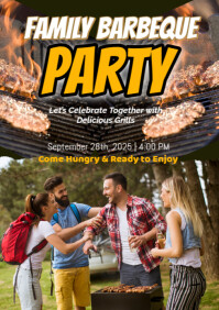 Brown Joyful Family Barbeque  A3 template