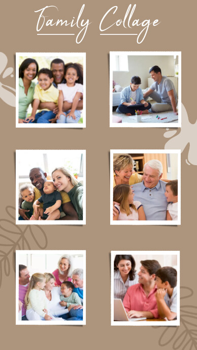 Brown Joyful Family Colage Digital Display (9 template