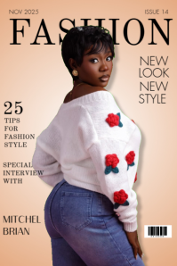 Brown Joyful Fashion Magazine Cover  Poster Plakat template