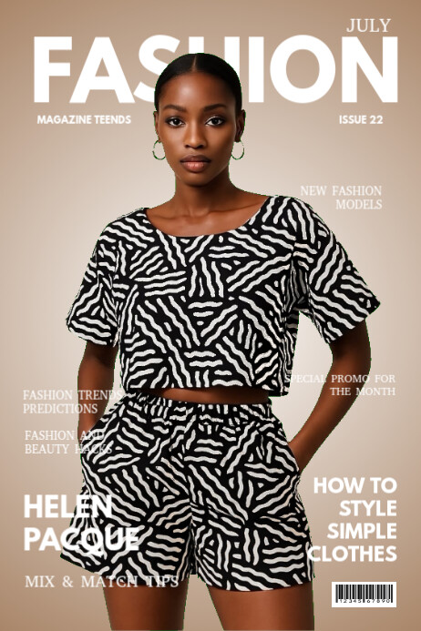 Brown Joyful Fashion Magazine Cover  Poster template