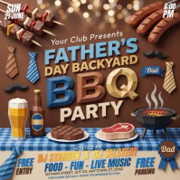 Brown Joyful Father's Day BBQ Party Square Video Persegi (1:1) template