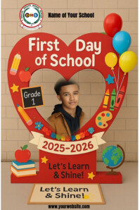 Brown Joyful First Day Of School Photoshot Template  Poster Póster