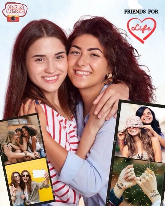 Brown Joyful Friendship Collage  Instagram Portrait template