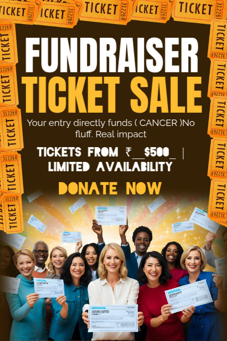 Brown Joyful Fundraiser Ticket Poster Template | PosterMyWall