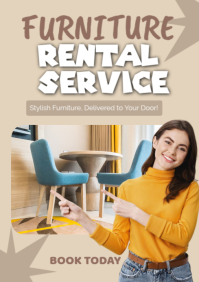 Brown Joyful Furniture Rental Service  A3 template