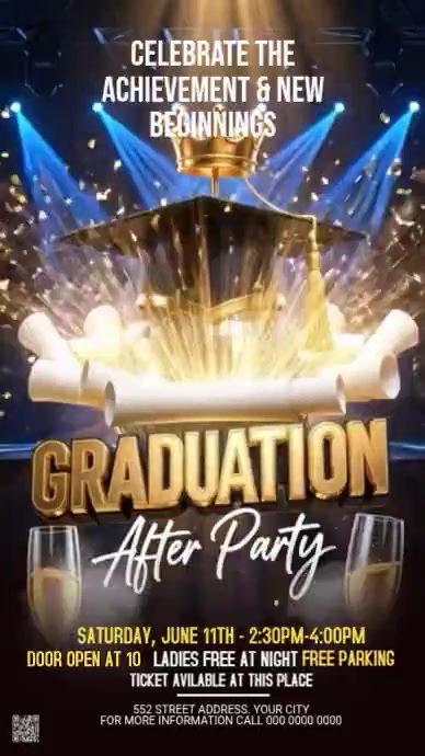 Brown Joyful Graduation After Party Digital Display Video Template ...