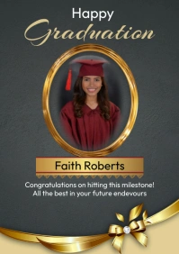 Brown Joyful Graduation Cards A5 template