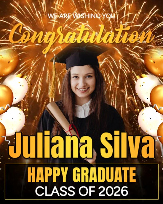 Brown joyful graduation celebration instagram portrait video Template ...