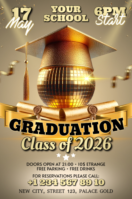 Brown Joyful Graduation Celebration Poster Template | PosterMyWall