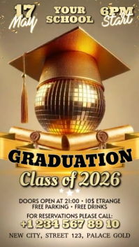 Brown Joyful Graduation Party Digital Display Video งานแสดงผลงานแบบดิจิทัล (9:16) template