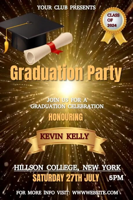 Brown Joyful Graduation Party Poster Template | PosterMyWall