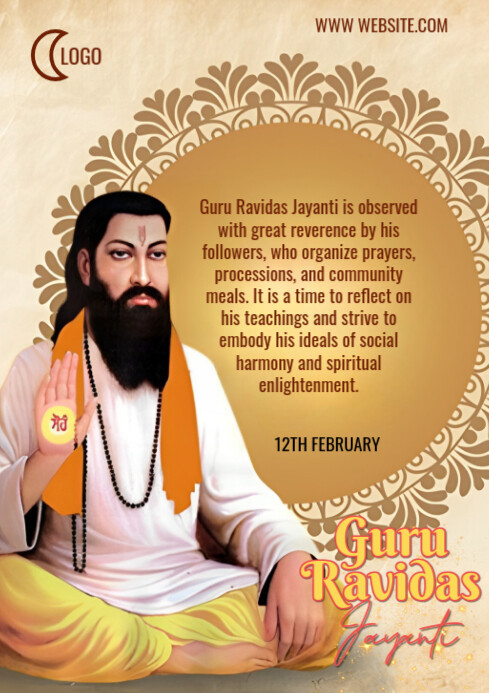 Brown Joyful Guru Ravidas Jayanti Day A3 Template | PosterMyWall