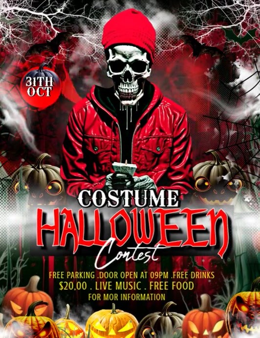 Brown Joyful Halloween Costume Contest Party Flyer Flyer (us Letter ...