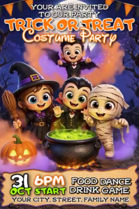 Purple Halloween Costume Party Баннер 4' × 6' Template