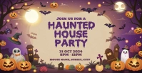 Brown Joyful Halloween House Party Facebook E template