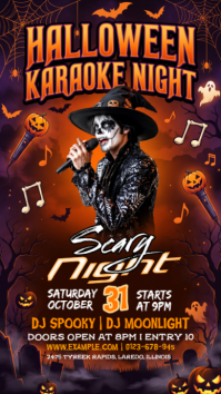 Schwarz Halloween Karaoke Night Instagram-verhaal Template