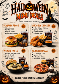 Brown Halloween Menu A5 Template