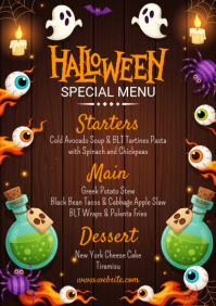 棕色 Halloween Special Menu A4 Template