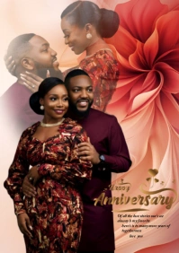 Brown Joyful Happy Anniversary A4 template