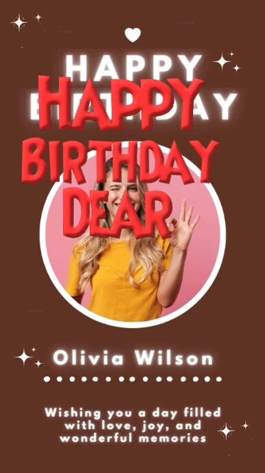 Brown Joyful Happy Birthday Celebration Instagram Reel template