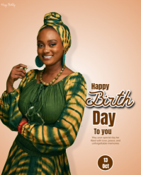 Brown Joyful Happy Birthday Design  Instagram Portrait template