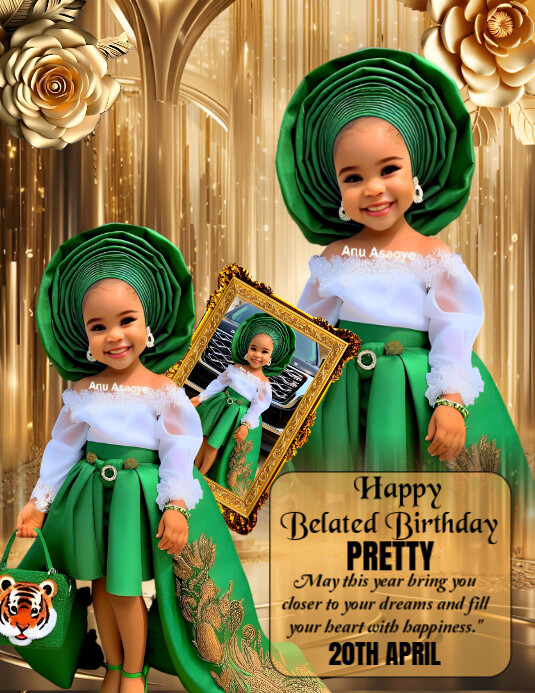 Brown Joyful Happy Birthday Flyer  Flyer (us Letter) Iflaya (Incwadi ye-US) template