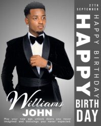 Grey Birthday Celebration Instagram Portrait Template