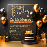 Brown Joyful Happy Birthday Message Square (1:1) template