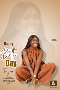 Brown Joyful Happy Birthday My Baby  Poster template