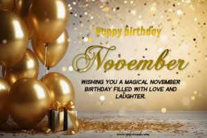 Brown Joyful Happy Birthday November  Label template