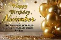 Brown Joyful Happy Birthday November  Label template